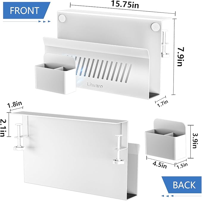 Litwaro Desk Side Storage Organizer, Under Desk Laptop Holder No Drill - Image 2