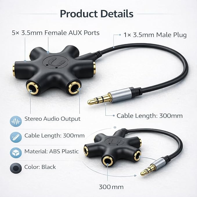 Mizi 5-Way 3.5mm Headphone Splitter - Image 8
