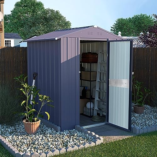 mupater 4 x 4 ft outdoor storage shed, front angle view