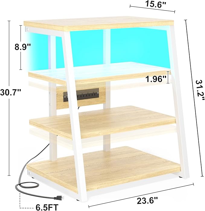 Besiost AV Media Stand with Outlets, Media Console with LED Lights, Stereo - Image 3