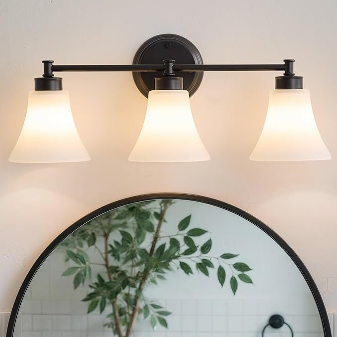 LOUSACE 3 Light Bathroom Vanity Light Matte Black Bathroom Lighting Fixtures - Image 2