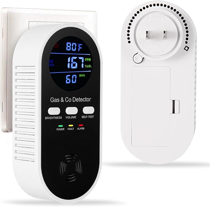 5-in-1 Carbon Monoxide Alarm & Natural Gas Leak Detector, Plug in Combustible by ProductCategory