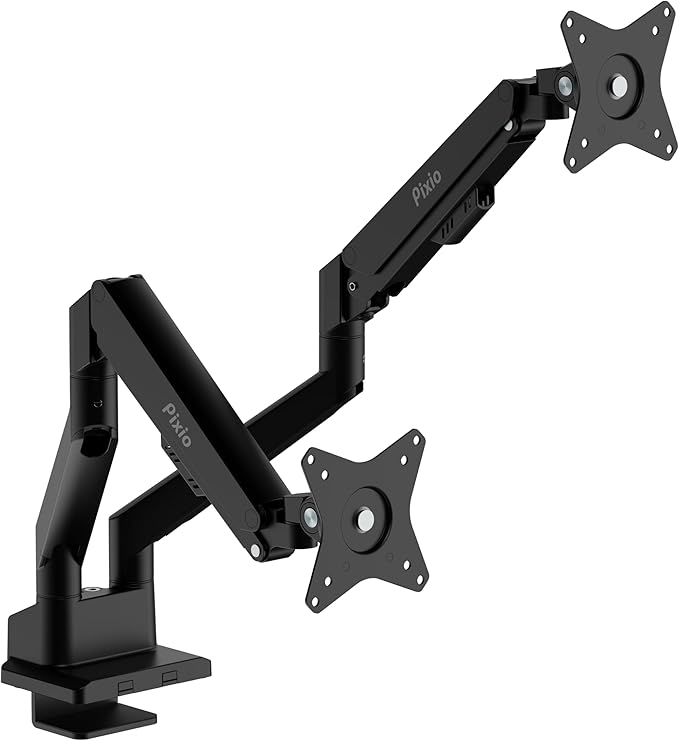 Pixio PS1D Wave Black Dual Monitor Arm Stand Desk Mount by Pixio