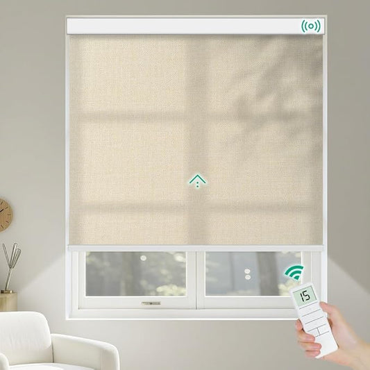 Kilonity Motorized Roller Shades, Light Filtering Remote Control Custom Window by Unknown