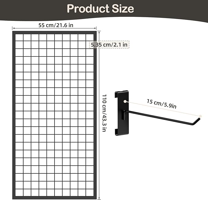 ztysn 3pcs Grid Wall Panels Display Stand -Wire Grid Hanging Rack - Image 2