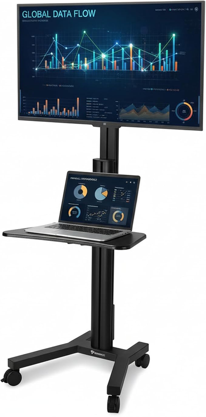 AW Rolling TV Stand Mobile TV Cart Height Adjustable by AW