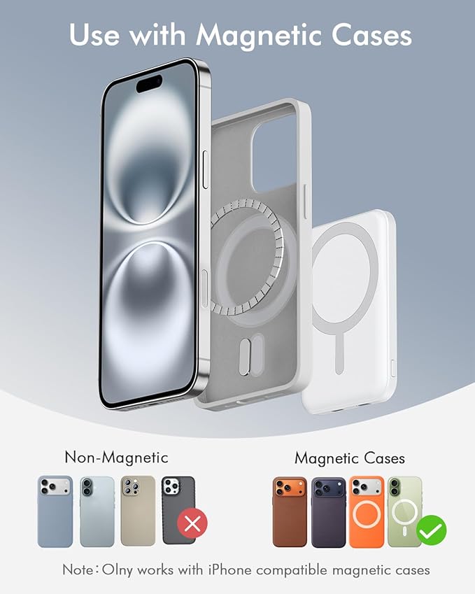 podoru for Magsafe Battery Pack, 5000mAh Magnetic Power Bank - Image 2