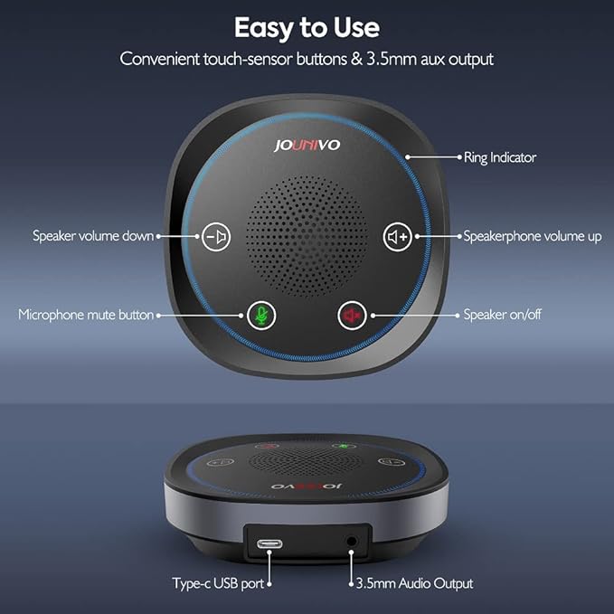 JOUNIVO USB Speakerphone, Omnidirectional Computer Speaker - Image 3