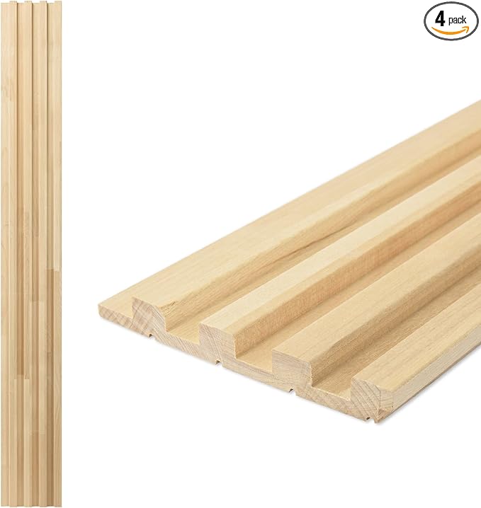 Art3d 4 Pc 96"x5.7" Wood Slat Wall Panel by Art3d