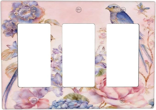 Bvtewkhz Floral Birds Morris 3 Gang Triple Rocker Decorative Outlet Covers by Unknown