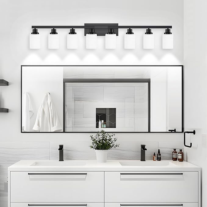 DIKAIDA 8-Light Bathroom Light Fixtures Over Mirror, 52inch Modern Matte Black - Image 2
