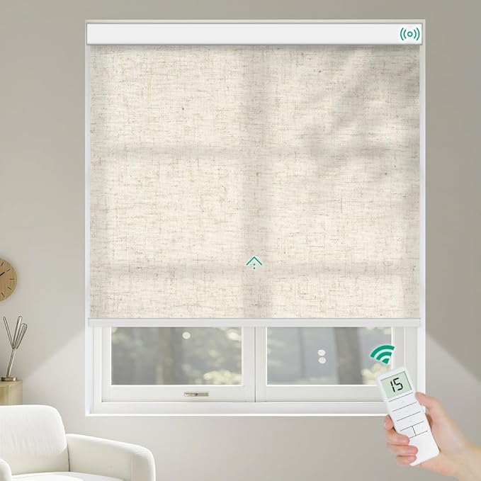 Kilonity Motorized Roller Shades, Light Filtering Remote Control Custom Window by Unknown