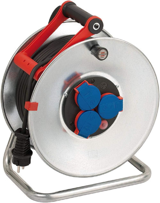 Brennenstuhl Garant S IP44 Outdoor Cable Drum 50 M, 3 AC Outlets, Blue, Red