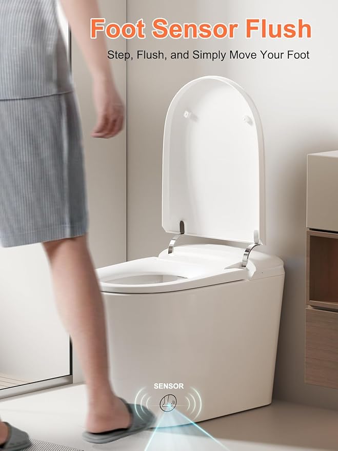 BAYTINA Smart Toilet with ADA Comfort Height Heated Seat, Night Light, Tankless - Image 3