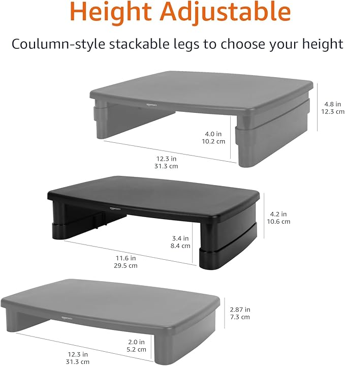 Amazon Basics Height Adjustable Rectangular Computer Monitor Riser Desk Stand - Image 5