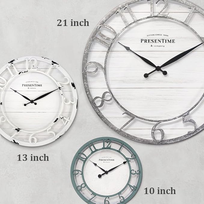 Presentime & Co 21" Farmhouse Series Wall Clock, Shiplap Style, Raised 3D - Image 6