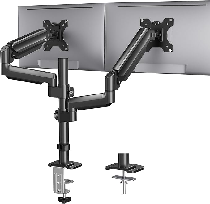 HUANUO Dual Monitor Mount up to 32 inches Screens, Taller Monitor Stand Hold by HUANUO