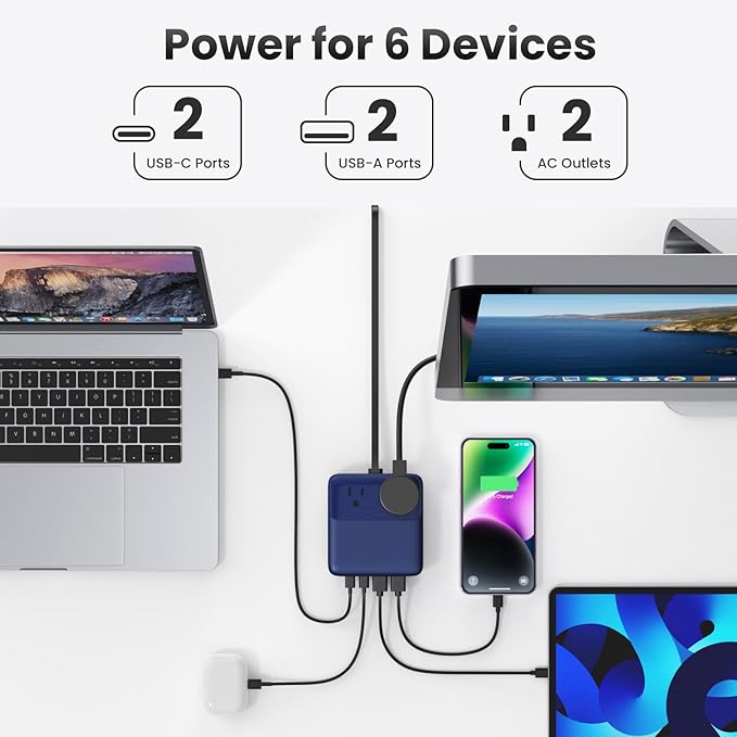 USB C Charger Block, 135W GaN Fast Charging Station Hub, 6-in-1 USB C Power - Image 3