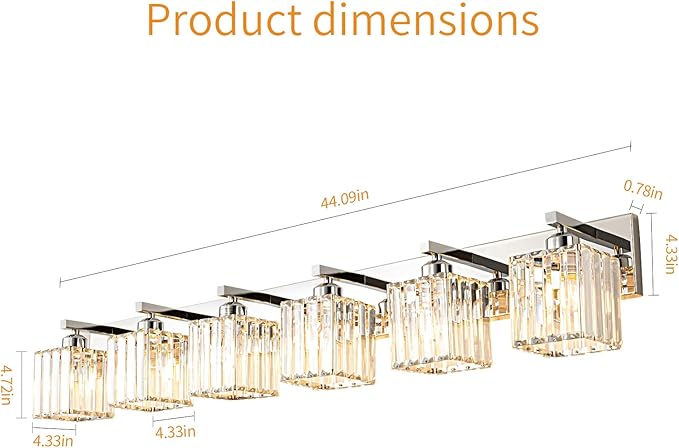 FDPBY Modern 6-Light Chrome Crystal Bathroom Vanity Light Fixtures - Image 5