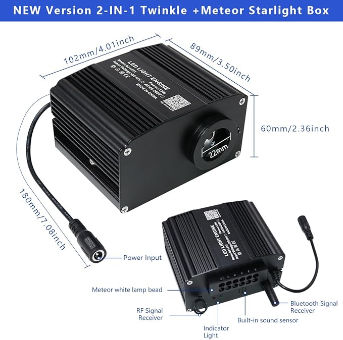 AZIMOM 2-in-1 Twinkle 12W Fiber Optic Starlight Box - Image 4