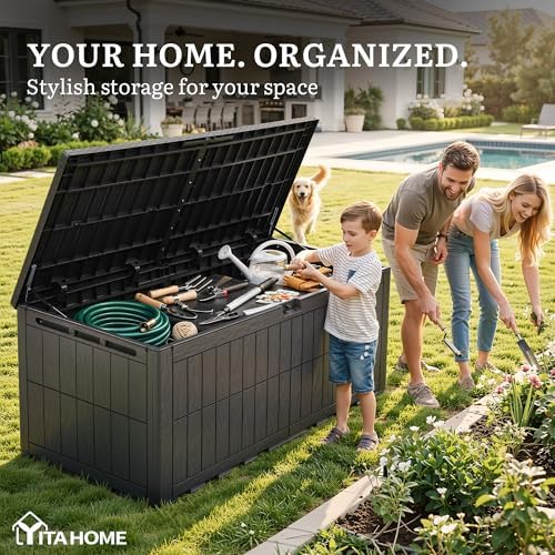 yitahome xxl 240 gallon extra large deck box, close-up detail