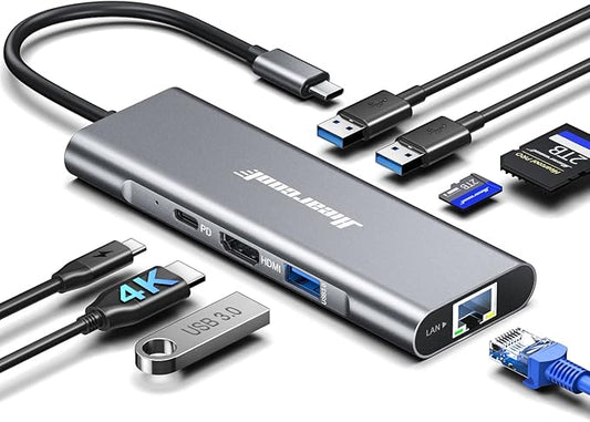 Hiearcool USB C Hub Ethernet 8-in-1, 4K@60Hz USB-C to HDMI Multiport Adapter by Hiearcool