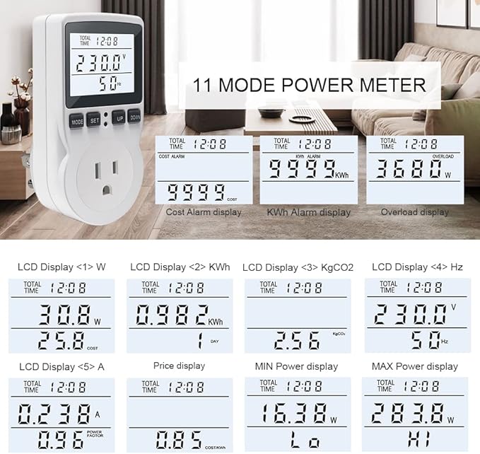 KETOTEK Watt Meter Power Meter Plug Electricity Usage Monitor, Energy Monitor - Image 2