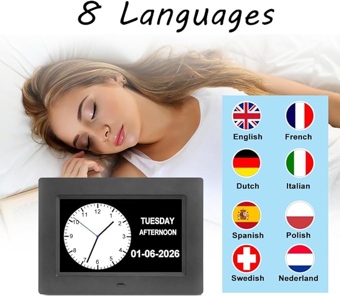 Jaihonda Dementia Clocks for Seniors, 7 Inch Clock - Image 7