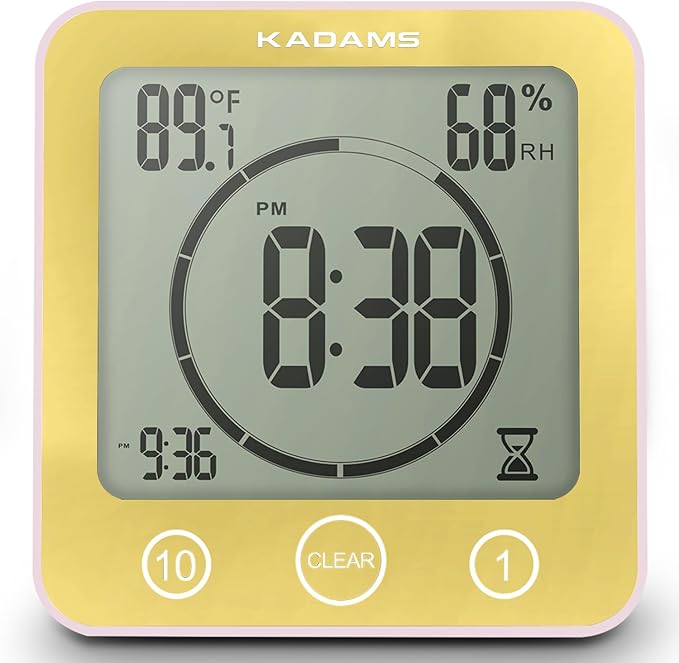 KADAMS Shower Clock Waterproof Bathroom Timer – Digital Wall Clock by KADAMS