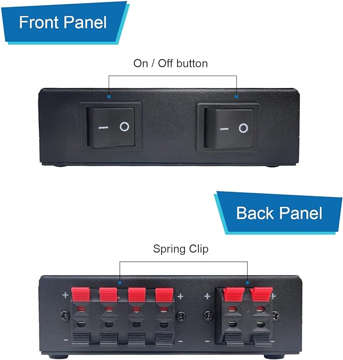 SENWIKATIN 2-Way Speaker Selector, Passive 2 Zone Distribution Box 150W / - Image 2