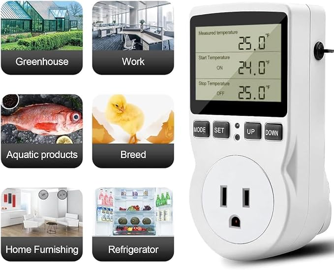 Diymore 1800W Plug in Thermostat Temperature Controller Electric Digital RV - Image 3