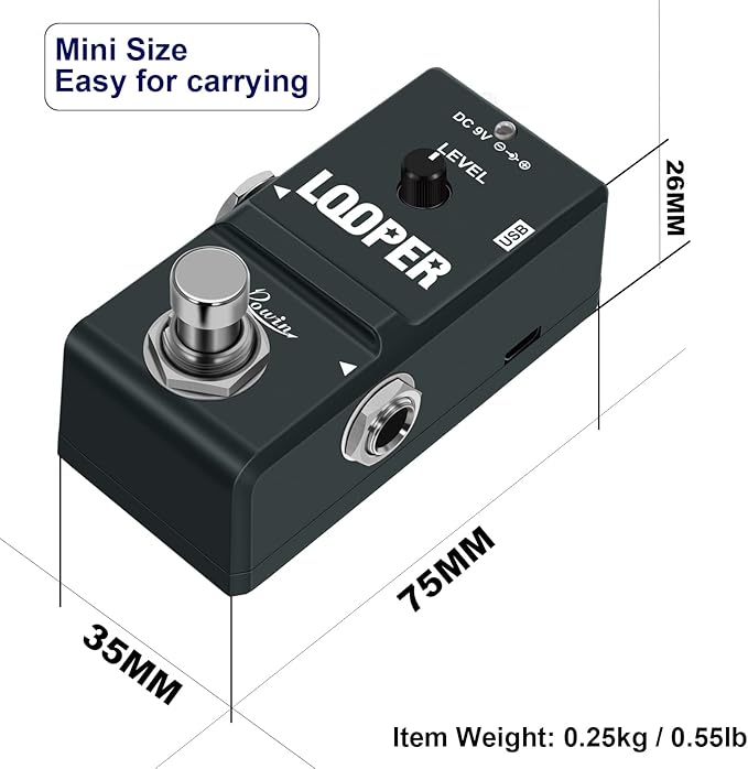 Rowin Tiny Looper Electric Guitar Effect Pedal 10 Minutes of Looping Unlimited - Image 5