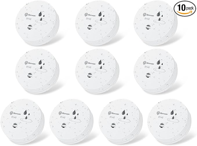 Geevon 10 Pack Water Leak Detectors, 100dB Water Sensor Alarms Flood Detector by GEEVON