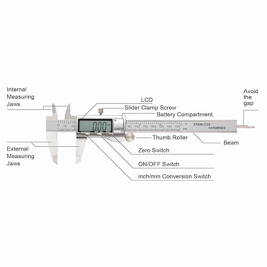 SCITOOLS All-Metal Digital Caliper 0-6" Measuring Tool, Micrometer Caliper - Image 5