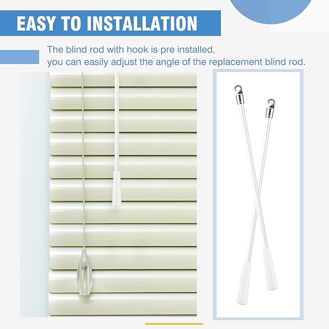 Bokon 2 Pieces White Fiberglass Blind Wand Vertical Blinds Stick Replacement - Image 5
