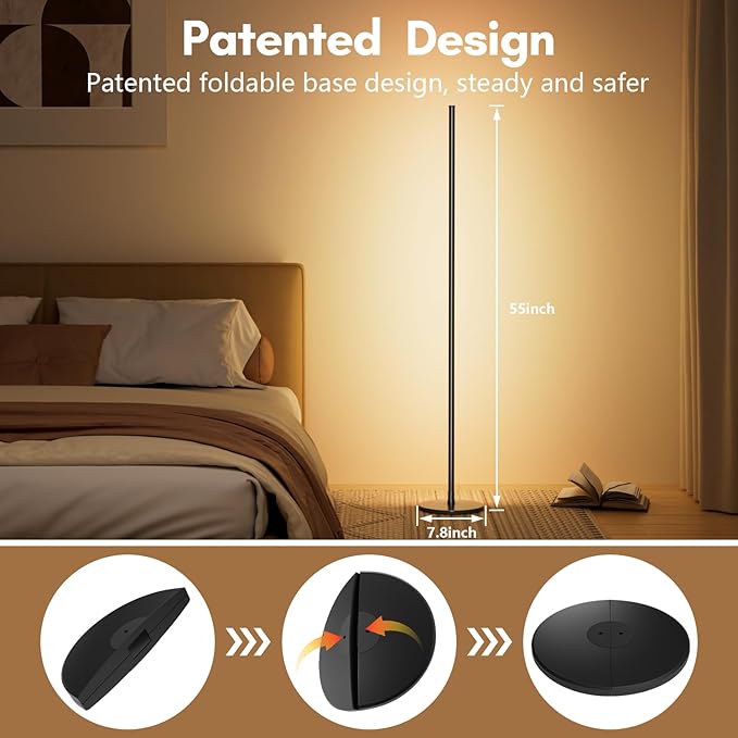 luckystyle Smart RGB+IC Corner Floor Lamp, Bright LED Tall Modern Floor Lamp - Image 6