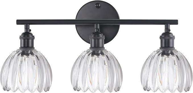 Shenmoyl Bathroom Light Fixtures, 3-Light Black Vanity Wall Light Over Mirror by Shenmoyl