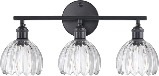 Shenmoyl Bathroom Light Fixtures, 3-Light Black Vanity Wall Light Over Mirror by Shenmoyl