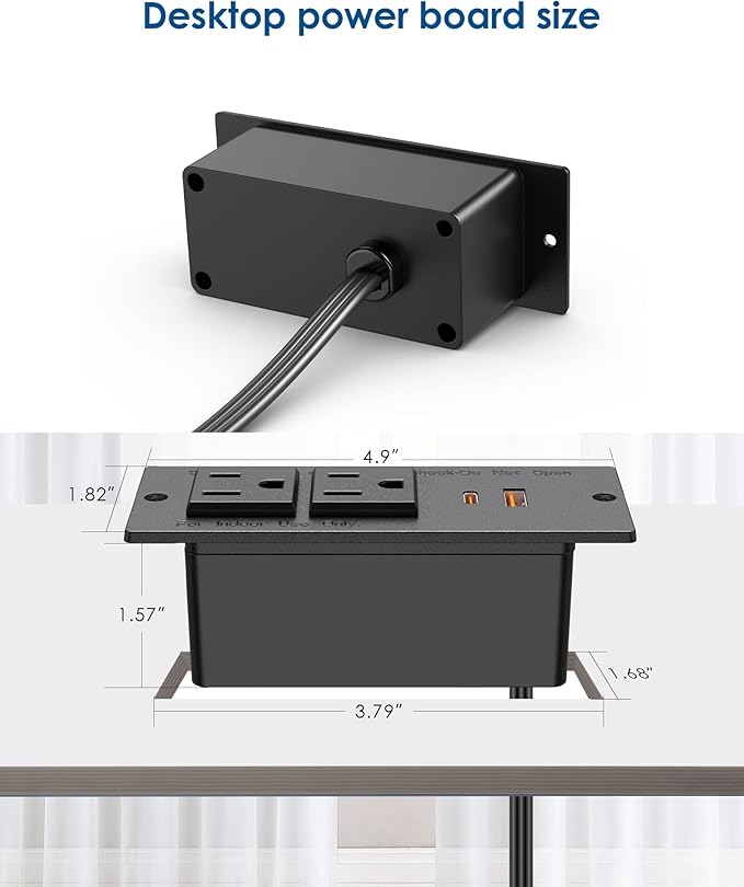 Recessed Power Strip USB C PD 30W Fast Charging, Flush Mount Desk Recessed - Image 6