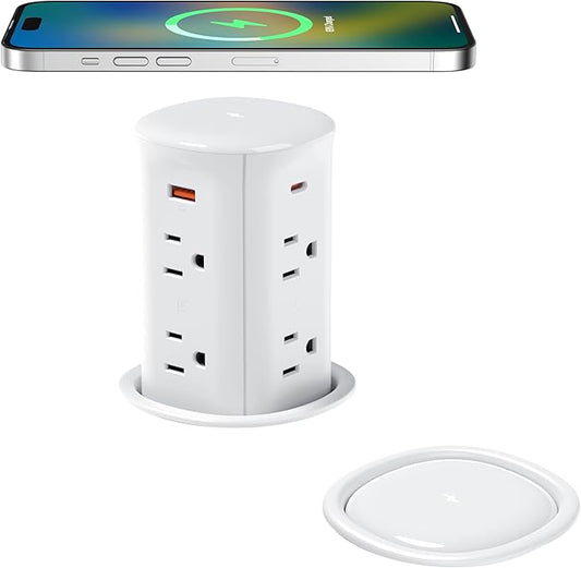 Jgstkcity Pop up Outlet for Countertop, 65W USB C Fast Charging, 15W Wireless by Jgstkcity