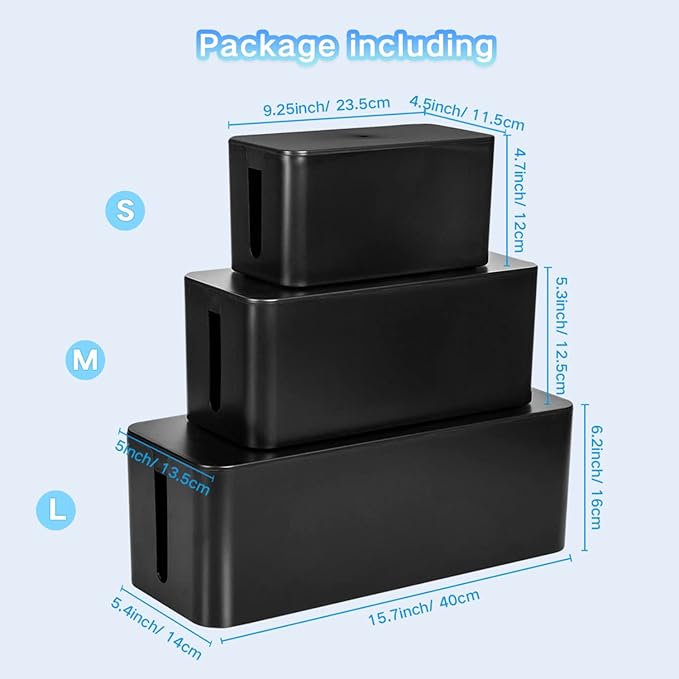Cable Management Box, 3 Pack Cord Organizer Boxes - Image 8
