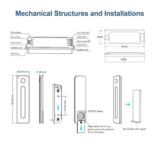 RF Wireless Remote CCT LED Strip Controller Magnetic Wall-Mounted Touch Slide - Image 6