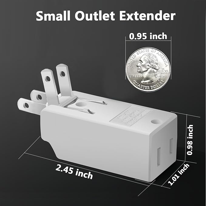 Multi Plug Outlet Extender, AC Flat Plug Adapter Outlet, Mini Indoor Wall Tap - Image 4