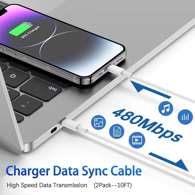 2Pack iPhone 17 16 Charger, Dual Port Fast Wall Charger Block - Image 6
