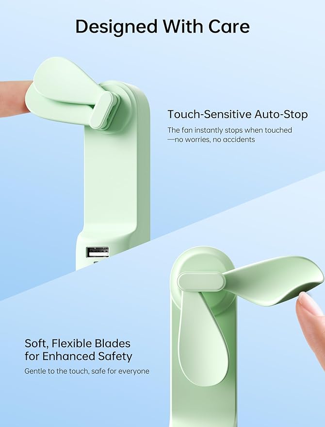 JISULIFE Handheld Mini Fan, 3 IN 1 USB Rechargeable Portable Fan - Image 7