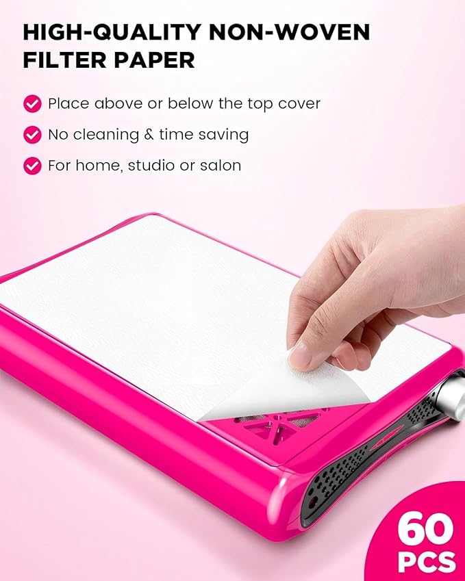 ECOSI 60 Sheets Nail Dust Collector Filter Paper Disposable Nail Dust Filters - Image 2