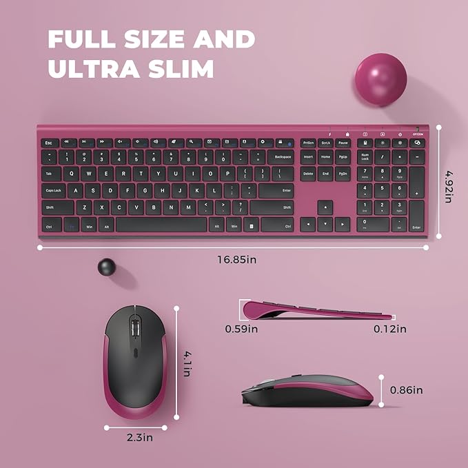 Rechargeable Wireless Keyboard and Mouse Combo, Vssoplor 2.4GHz Ultra Quiet & - Image 3
