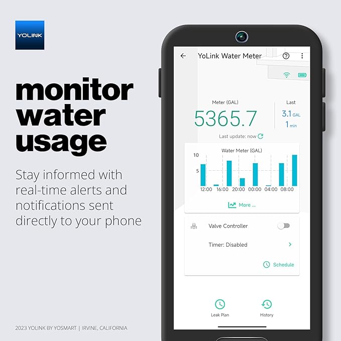 YoLink FlowSmart NSF Water Meter, Smart Water Usage Monitor and Water Leak - Image 6
