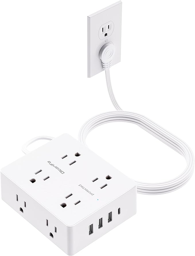Surge Protector Power Strip, Olcorife Ultra Thin Flat Plug Extension Cord 5ft by olcorife