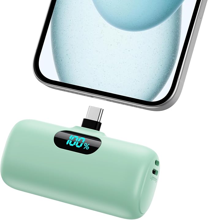 Mini Portable Charger USB C Power Bank, Upgraded 5000mAh PD Fast Charging by HETP